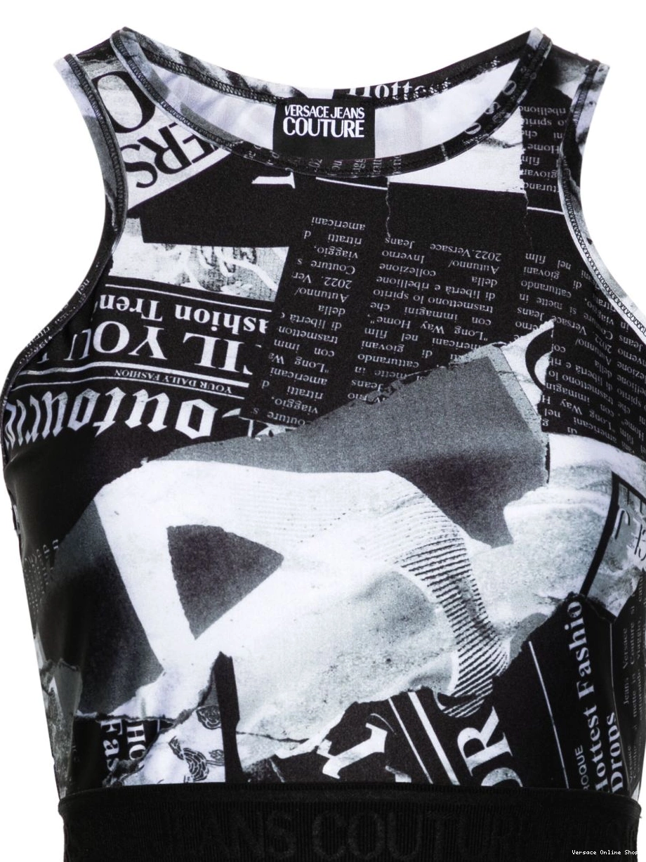 Cheap Women top cropped Couture Jeans Versace graphic-print 0808